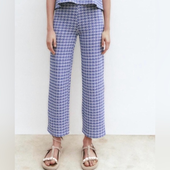 ZARA Retro Geometric Patterned Pants S - Picture 2 of 7